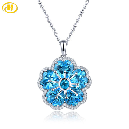 Natural Deep Blue Topaz Sterling S925 Silver Pendant 8.2 Carats Genuine Gemstone Topaz Women Romantic Classic Fine Jewelry Gifts