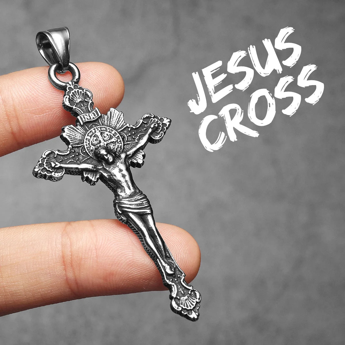 INRI Jesus Cross Exorcism Amulets Stainless Steel Men Necklaces Pendant Chain Punk For Women Fashion Jewelry Gifts Wholesale