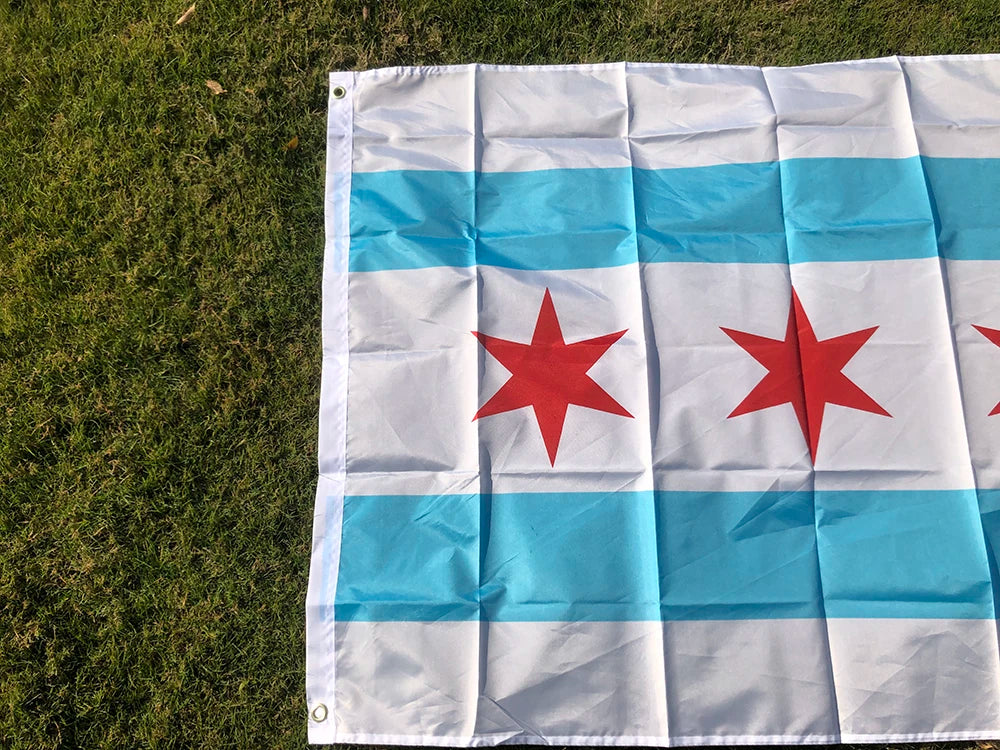 SKY FLAG Chicago Flag 90x150cm USA State Flag for Home Decoration Polyester Hanging Banner