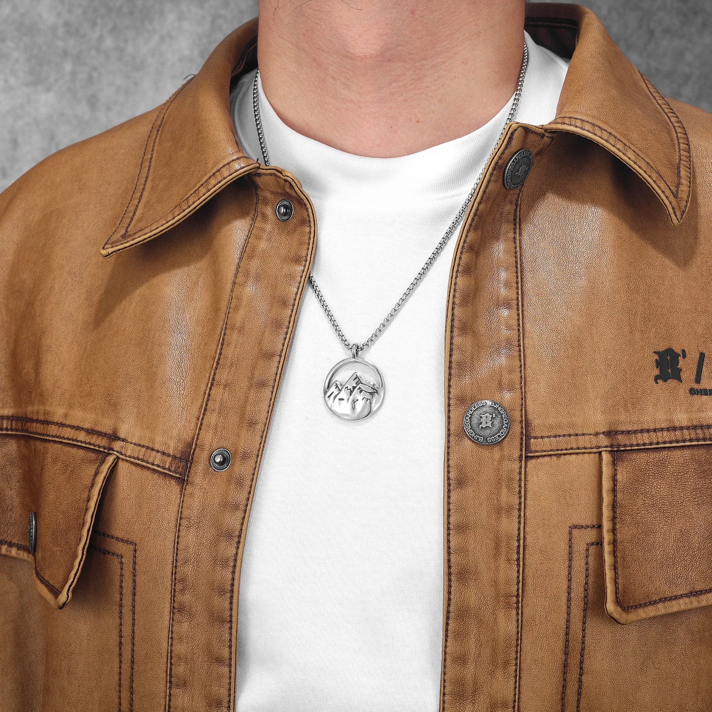 Snow Mountain Stainless Steel Men Necklace Pendant Chain Punk Simple For Women Fashion Jewelry Gifts Wholesale Dropshiping