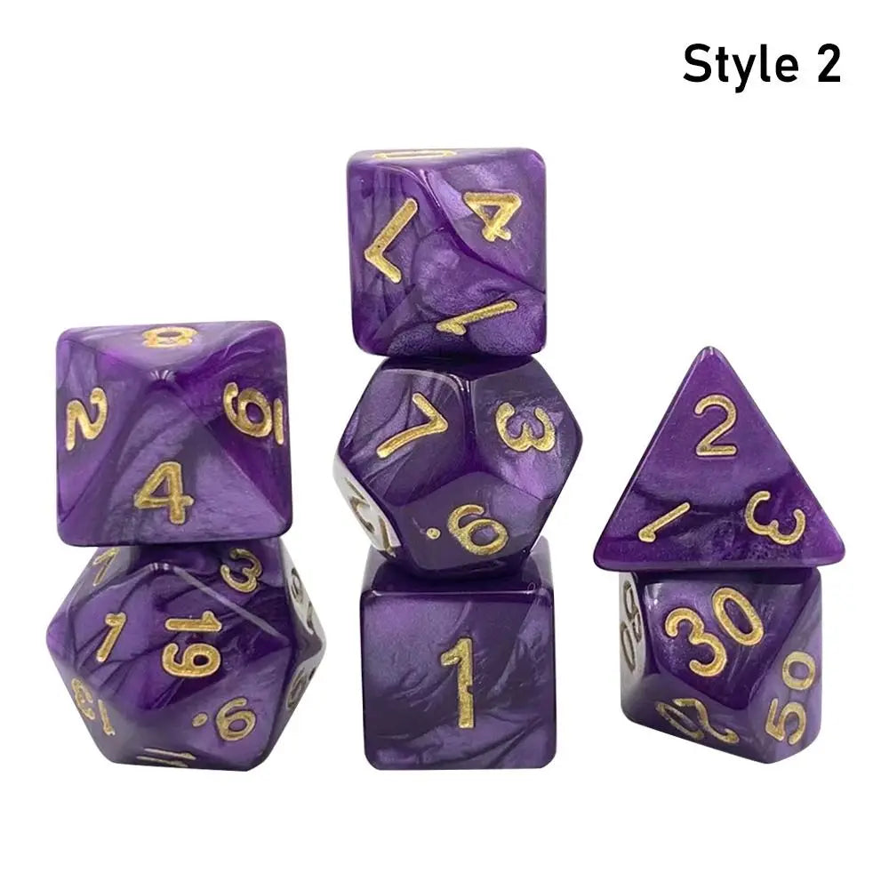 7Pc Colorful Digital Dice Resin Table Entertainment Tarot Game Party Toys Polyhedral for DND Dice Tabletop Role-Playing Supplies