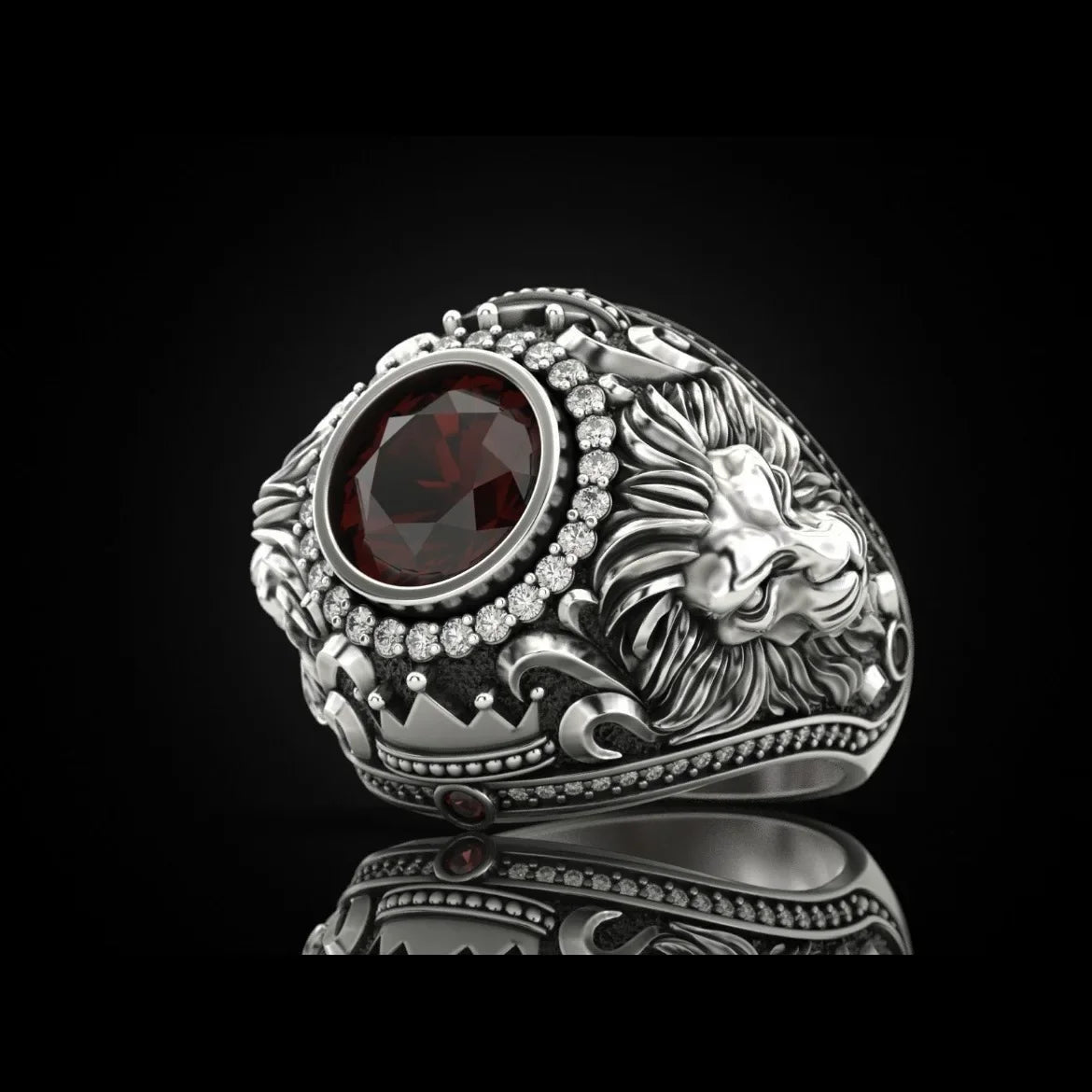 New men's rings, atmospheric fashion retro men's rings, crown lion rings, trend