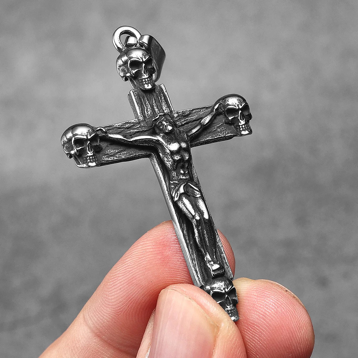 Retro Jesus Skull Cross Amulets Stainless Steel Men Necklaces Pendant Chain Punk For Women Fashion Jewelry Gifts Wholesale