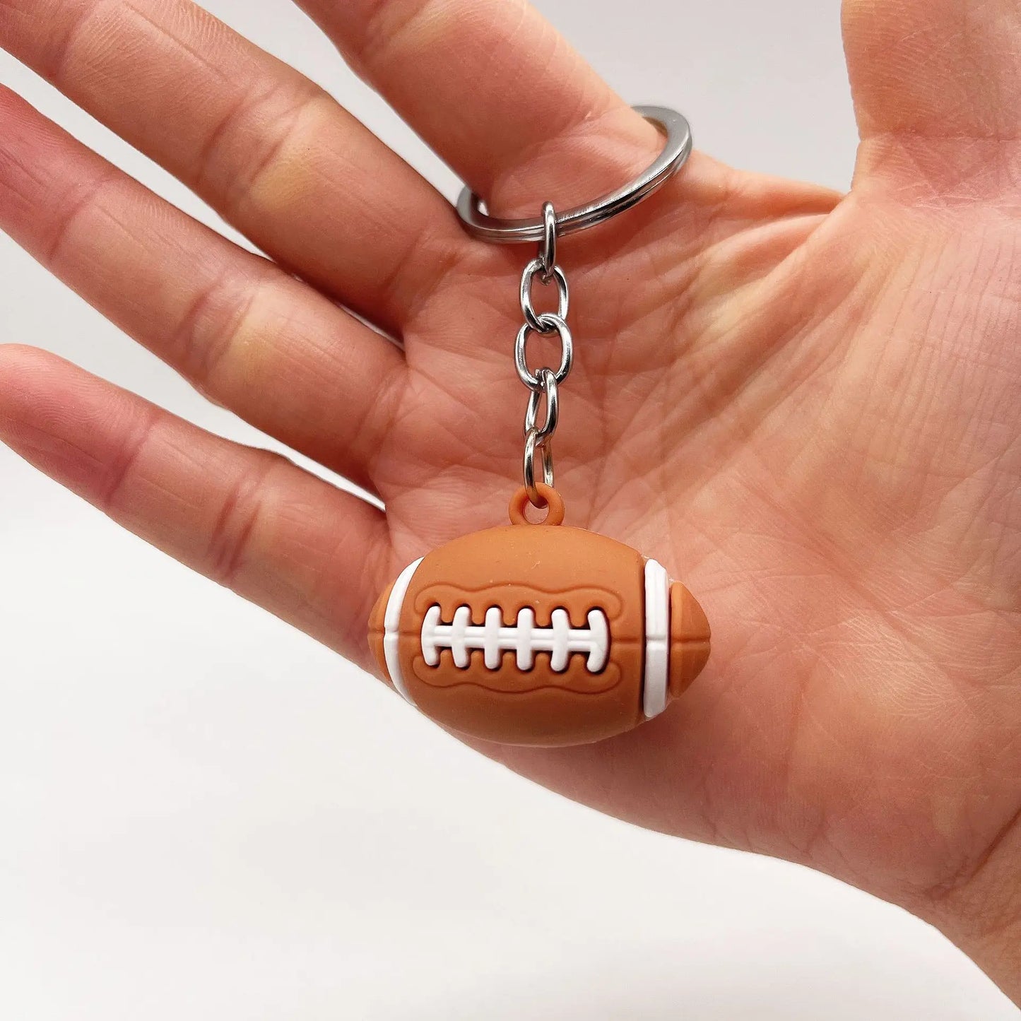 New Creative Simulation Football Keychain Pendant PVC Basketball Tennis Rugby Keychain Accessories A-04