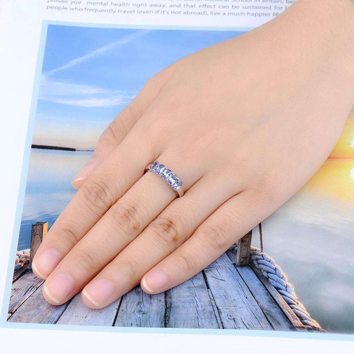 Natural Tanzanite Solid Silver Women Ring 1.2 Carat Genuine Gemstone Classic Wedding Anniversary Fine Jewelry Gifts Top Quality