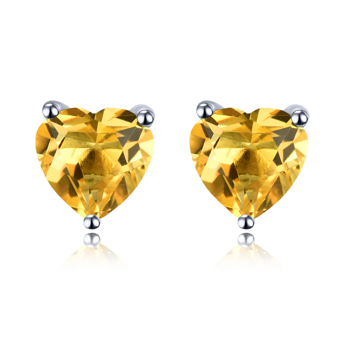 Natural Peridot Sterling Silver Stud Earring 1.6 Carats Genuine Gemstone Romantic Heart Design Casual Jewelry Birthday Gifts Natural Citrine