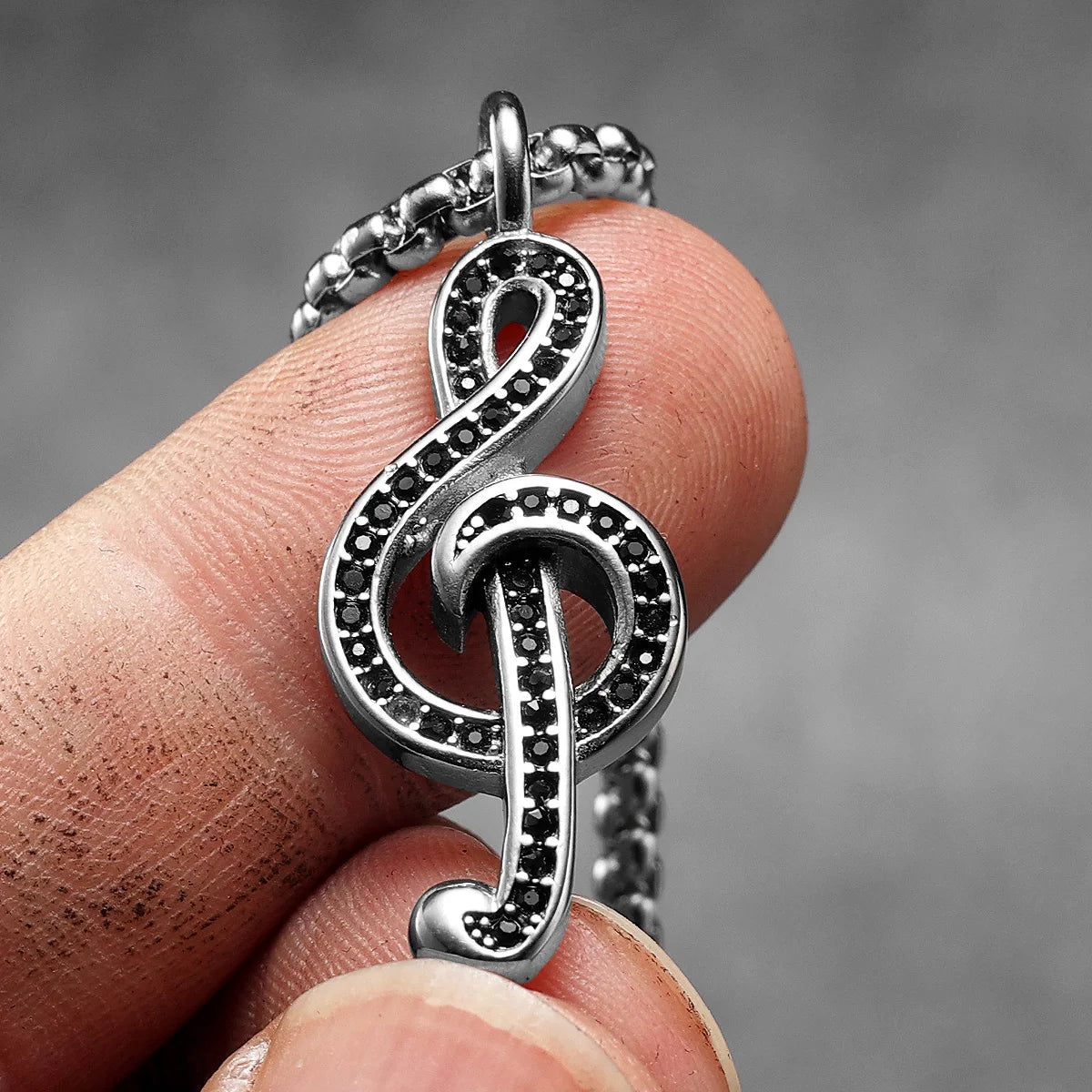 Music Symbol Gemstone Stainless Steel Men Necklaces Pendant Chain Punk For Women Fashion Jewelry Gifts Wholesale Dropshiping