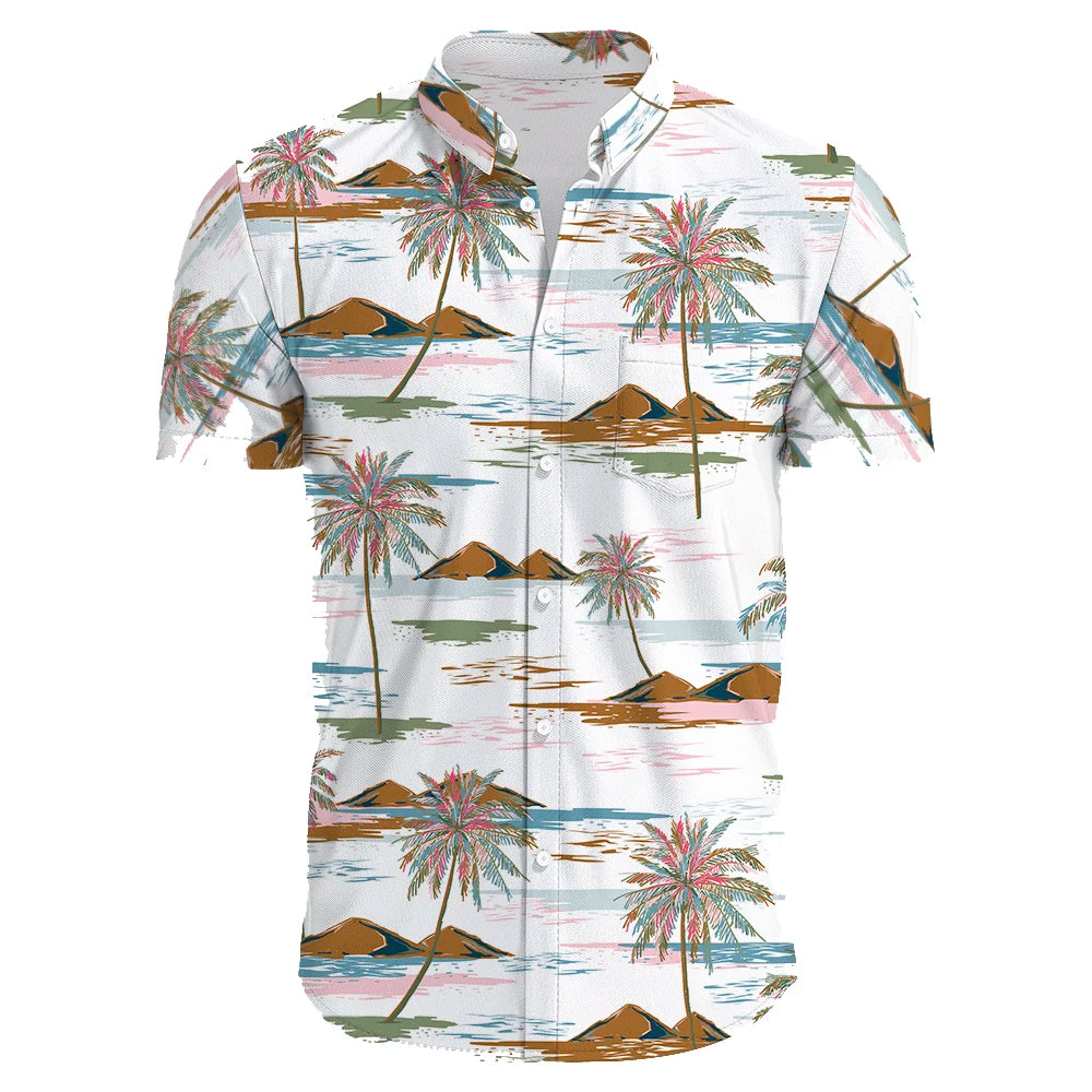 2024 Summer Men's Casual Floral Print Short Sleeve Top Hawaiian Shirt For Mens Clothes Daily New High Quality Lapel Oversized CS2024XQ1243