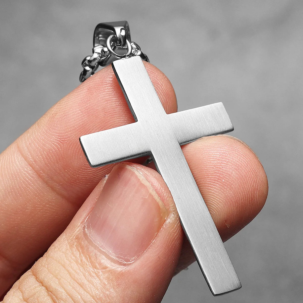 Simple Gemstone Cross Stainless Steel Men Necklaces Pendant Chain Punk For Women Fashion Jewelry Gifts Wholesale Dropshiping