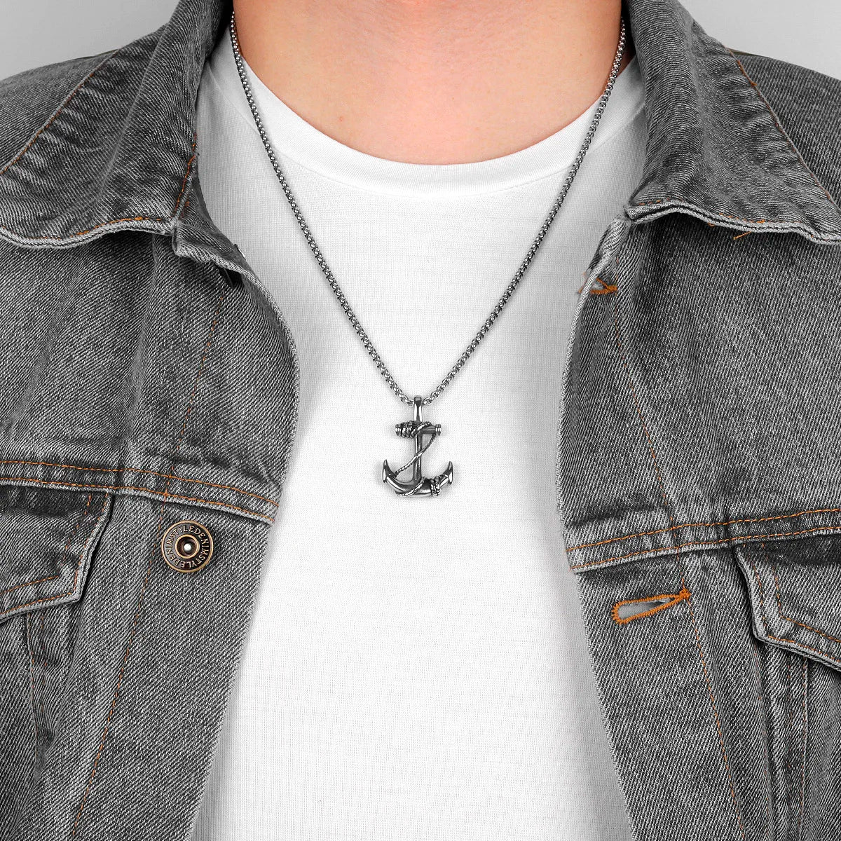 Anchor Sailor Stainless Steel Men Women Necklaces Pendants Chain Vintage Punk Rock Fashion Jewelry Creativity Gift Wholesale