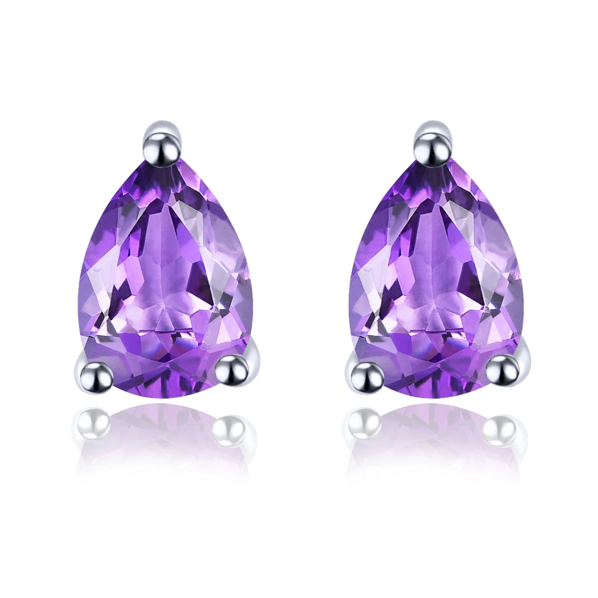 Natural Amethyst Sterling Silver Stud Earring 1.2 Carats Genuine Purple Crystal Classic Simple Design S925 Fine Jewelry Natural Amethyst