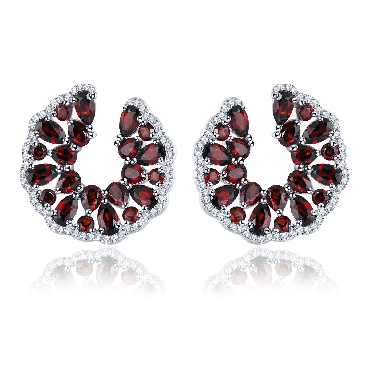 Natural Red Garnet Sterling Silver Stud Earring 8 Carats Genuine Garnet S925 Women Gifts Unique Original Design Top Quality Natural Garnet