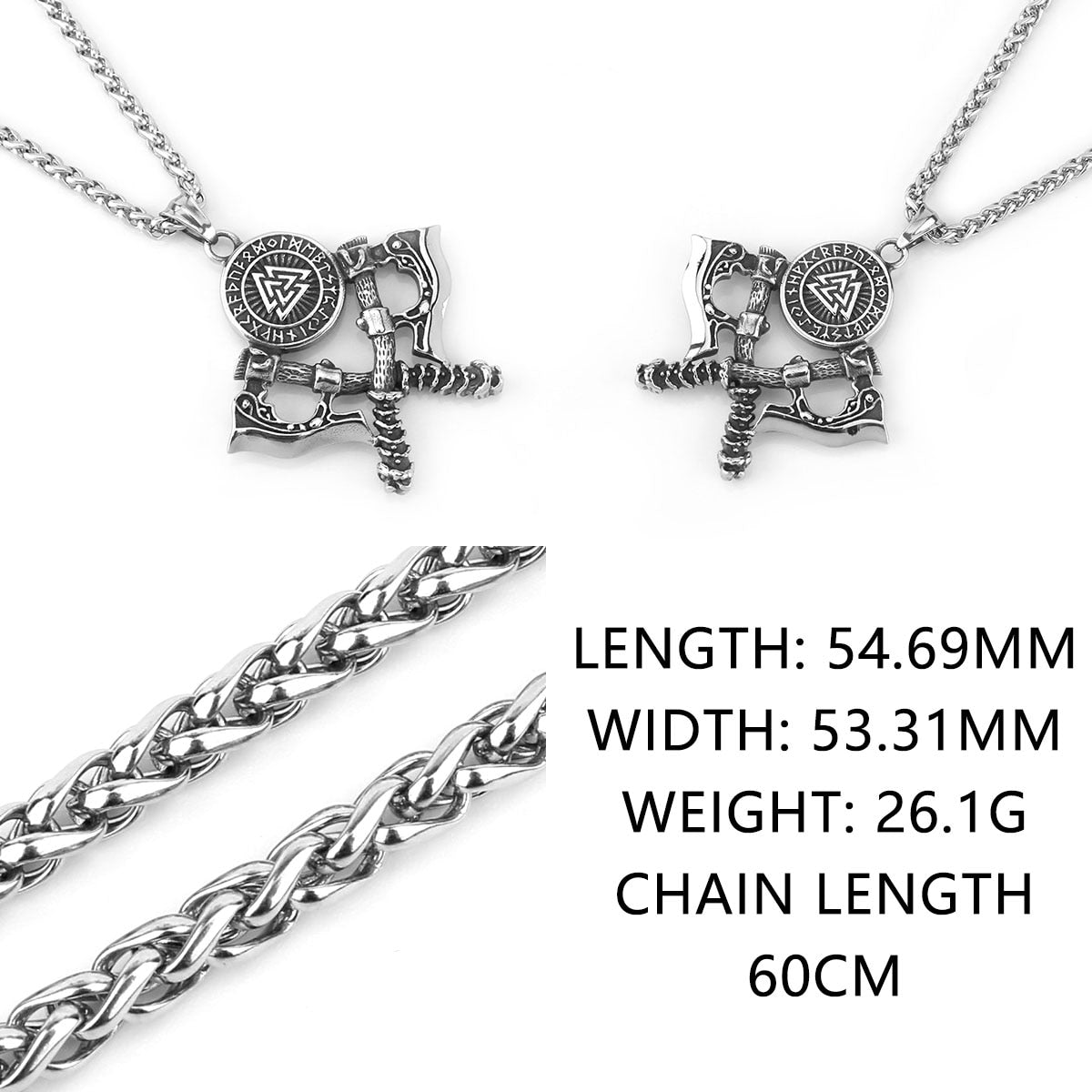 Men&#39;s Stainless Steel Exquisite Double Axe Pendant Necklace Nordic Rune Amulet Gift High Quality Popular Jewelry Wholesale