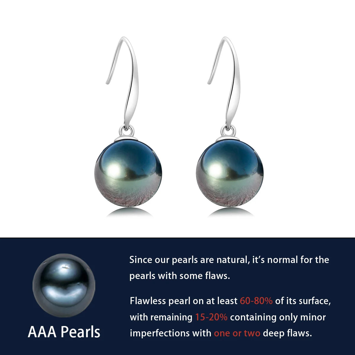 AnuJewel 18K Solid Gold 9-10 mm 8-9mm Tahitian Black Pearl Seawater Pearl Drop Earrings For Woman Fine Jewelry AAA White Gold CHINA