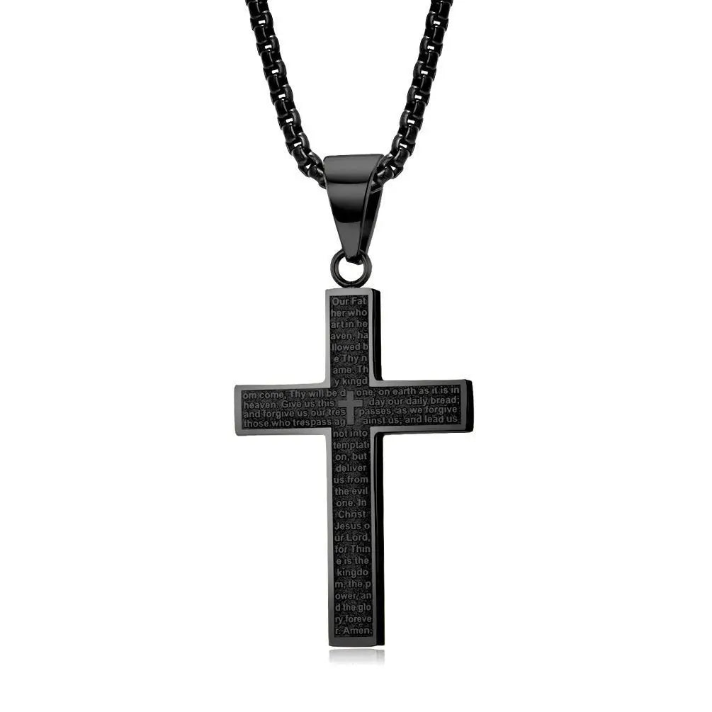 New Stylish Cross Necklace for Men Women Exquisite Stainless Steel Religious Cross Pendant Punk Biker Amulet Jewelry