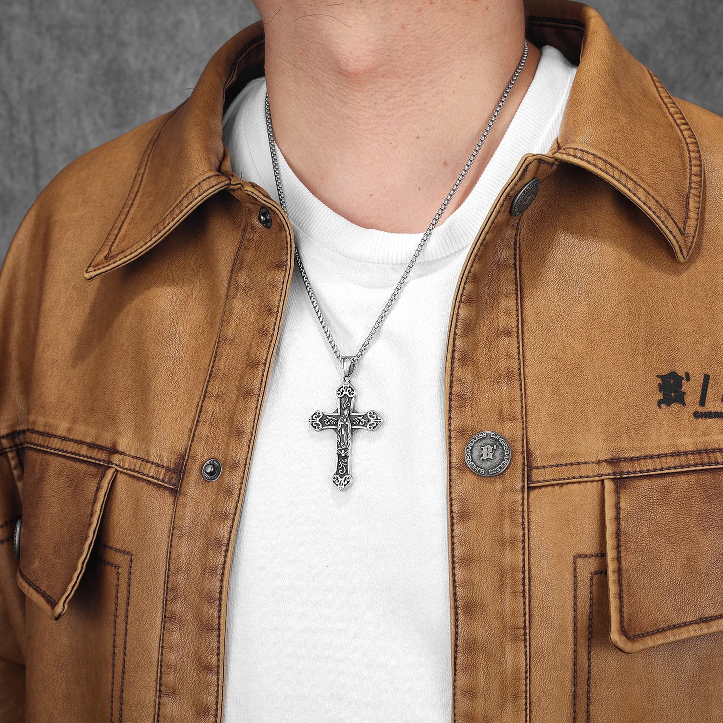 Virgin Mary Cross Amulets Stainless Steel Men Necklaces Pendant Chain Punk For Women Fashion Jewelry Gifts Wholesale Dropshiping