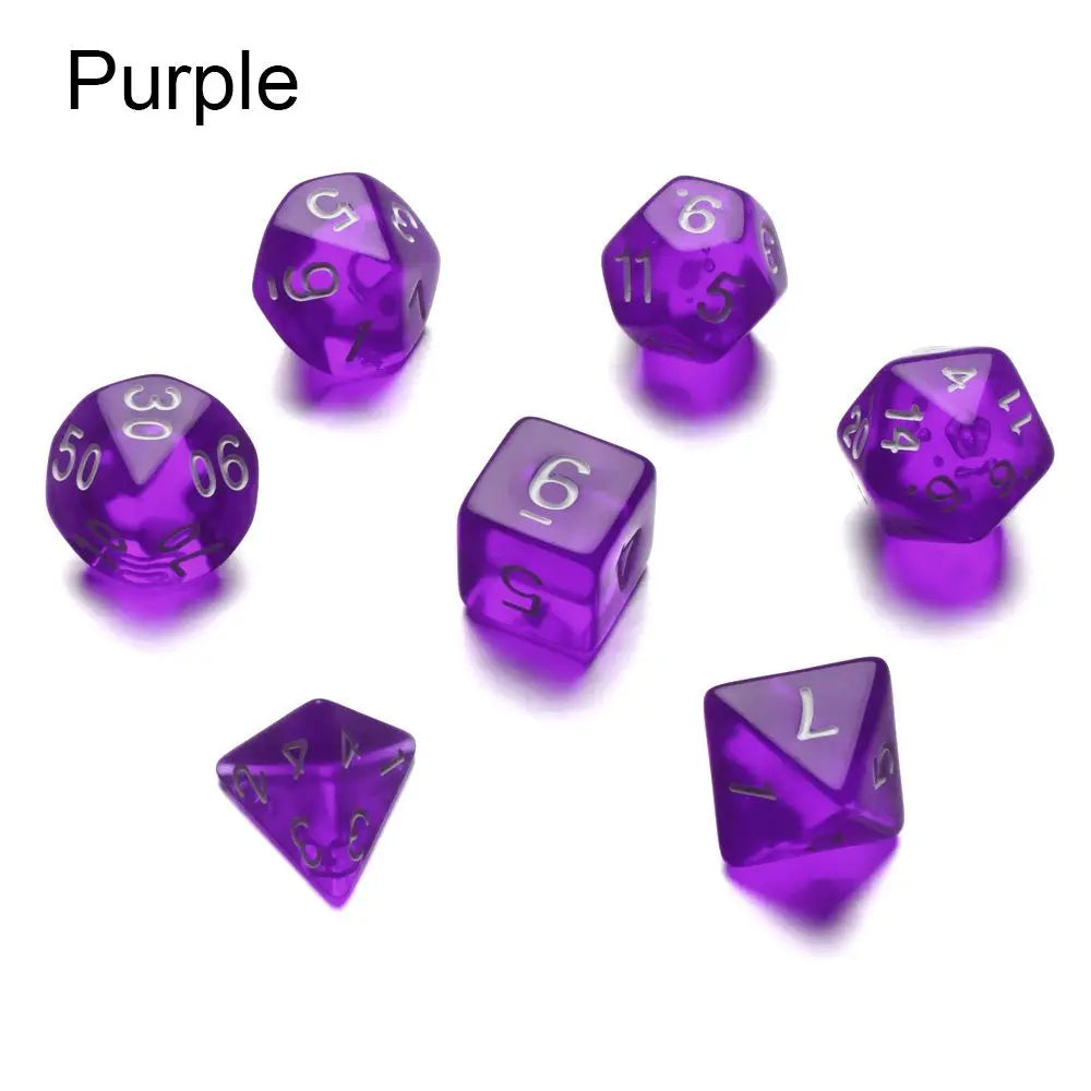 7Pcs Polyhedral Dice Set Transparent Flowers Design Resin Dices Hot Party Table Games Accessories D6 D8 D10 D12 D20 For D&d DND B6