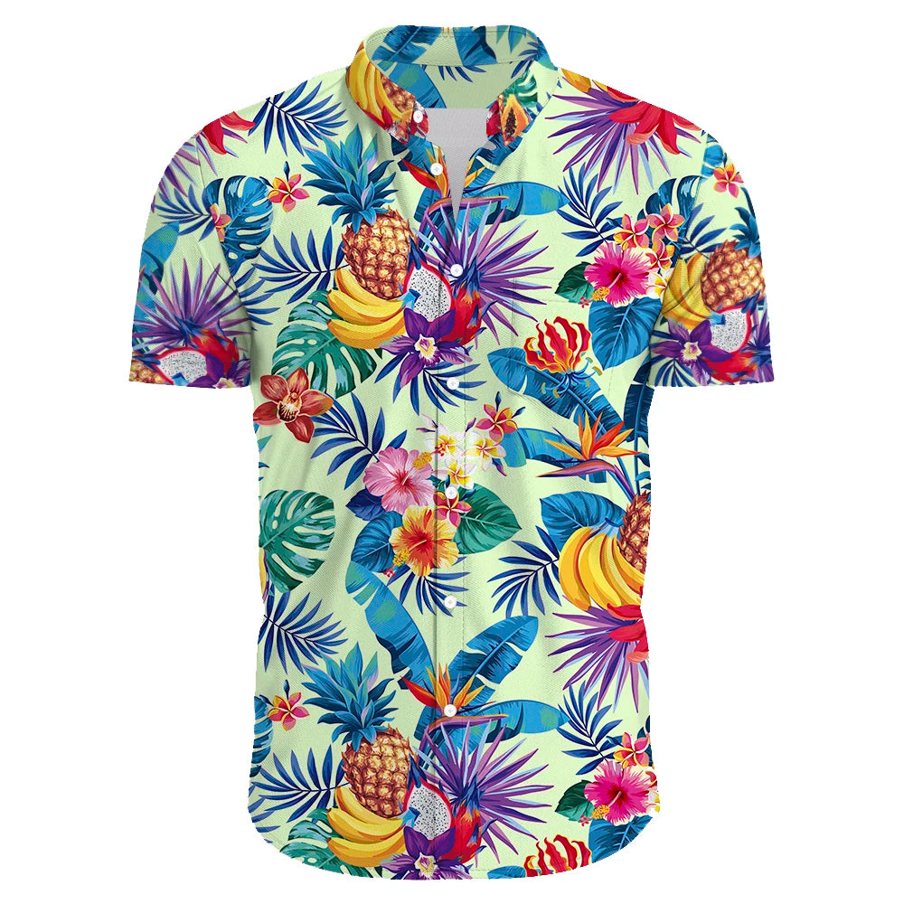 2024 Summer Men's Casual Floral Print Short Sleeve Top Hawaiian Shirt For Mens Clothes Daily New High Quality Lapel Oversized CS2024XQ1229