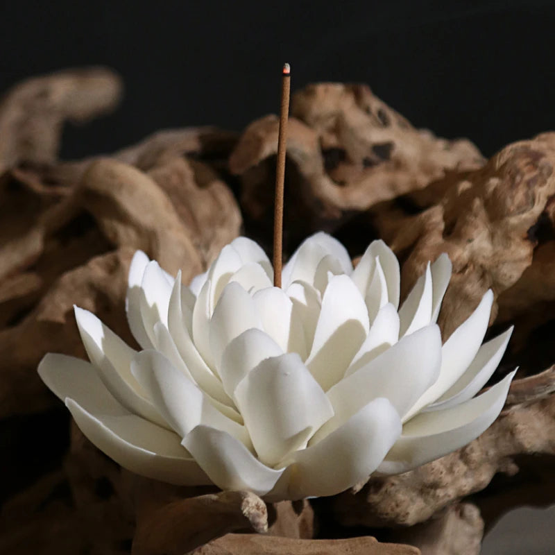 Ceramic White Lotus Incense Burner Home Decor Incense Stick Holder Buddhist Aromatherapy Incense Censer Use In Office Teahouse