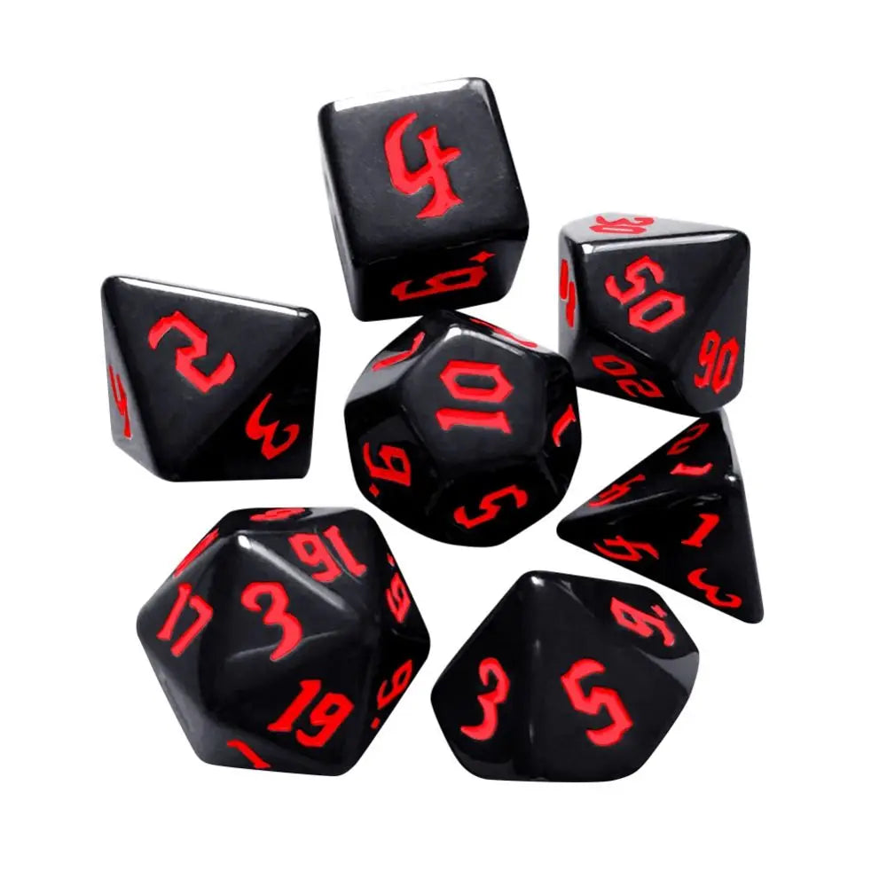 7pcs/set Multifaceted Digital Dice Set Acrylic Table Game Opaque Polyhedral Dices for DND Dice Tabletop Role-Playing Game Red