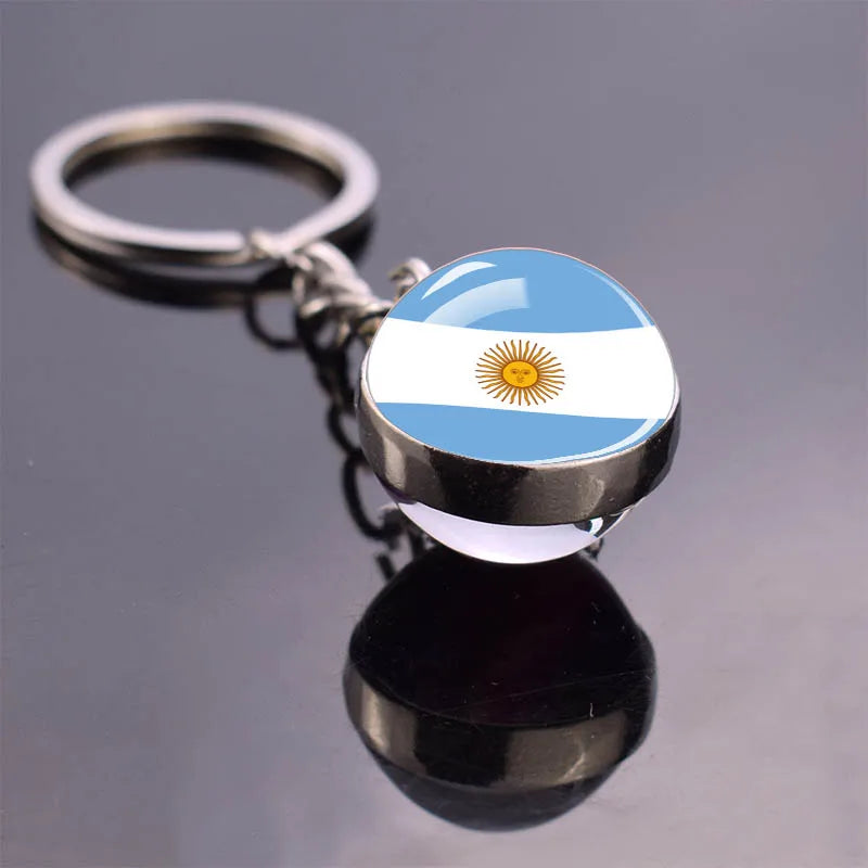 National Flag Keychains South America Countries Flag Glass Ball Key Chains Argentina Brazil Colombia Chile Keyring Jewelry Gift Argentina