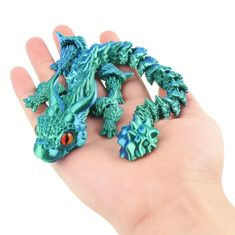 1pc Charming 3D Printed Double-Horned Dragon Figurine with Random Eyes - Ideal for Car Ornament, Home & Car Decor, Living Room