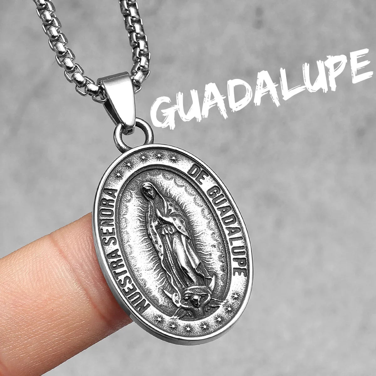 Virgin Mary Guadalupe Angel Cross Stainless Steel Men Necklaces Pendant Chain Amulet For Women Fashion Jewelry Gifts Virgin Mary-G