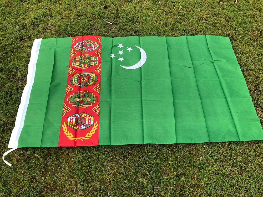 SKY FLAG Turkmenistan National Flag 90x150cm 3x5fts Hanging polyester Turkmenistan Banner Outdoor Advertising Decoration