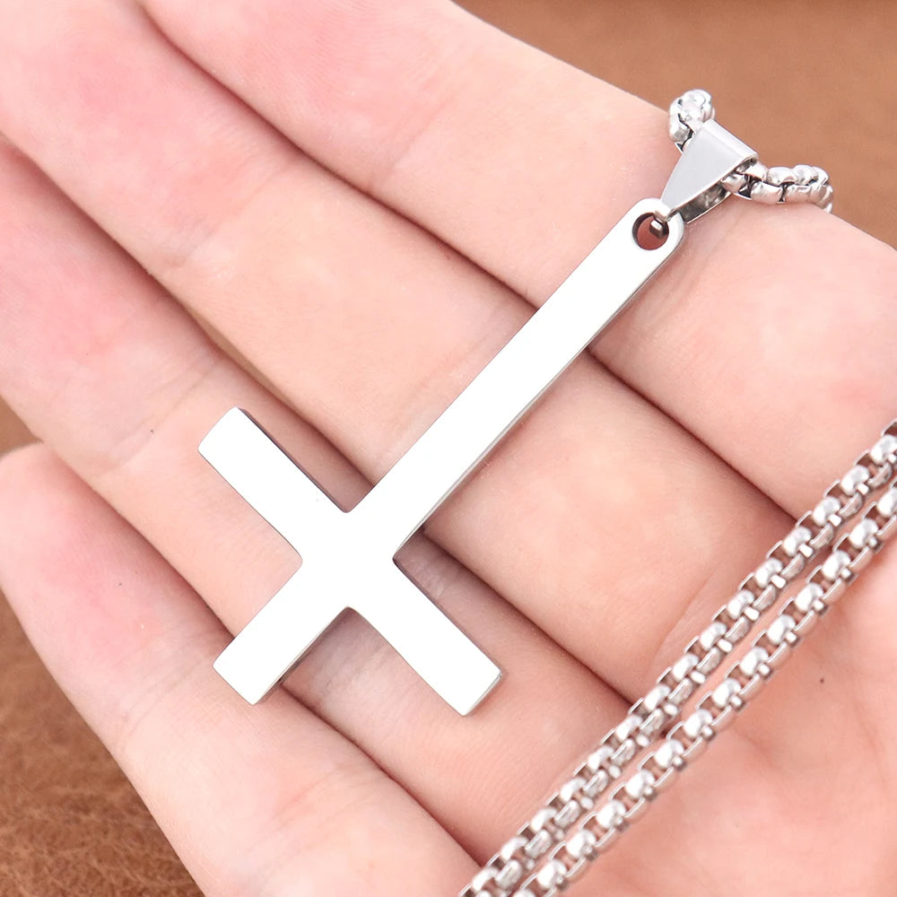 Vintage Stainless Steel Jesus Cross Necklace Men's Classic Religious Believer INRI Cross Pendant Jewelry Creative Gift