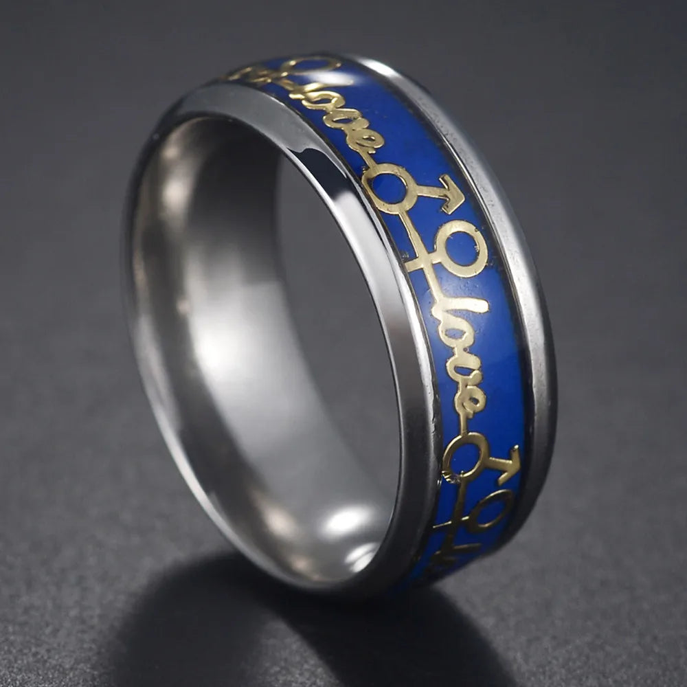 Fashion New 8mm Simple Men Ring Smooth Stainless Steel Blue Charms Rings Women's Couple Jewelry Gift Dropshipping