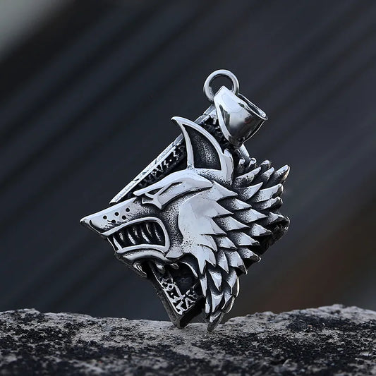2023 New Stainless Steel Long Choker for Men Wolf Necklaces & Pendants Viking Animal Jewelry Cadenas Para Hombre Lucky Gift Pendant with engrave