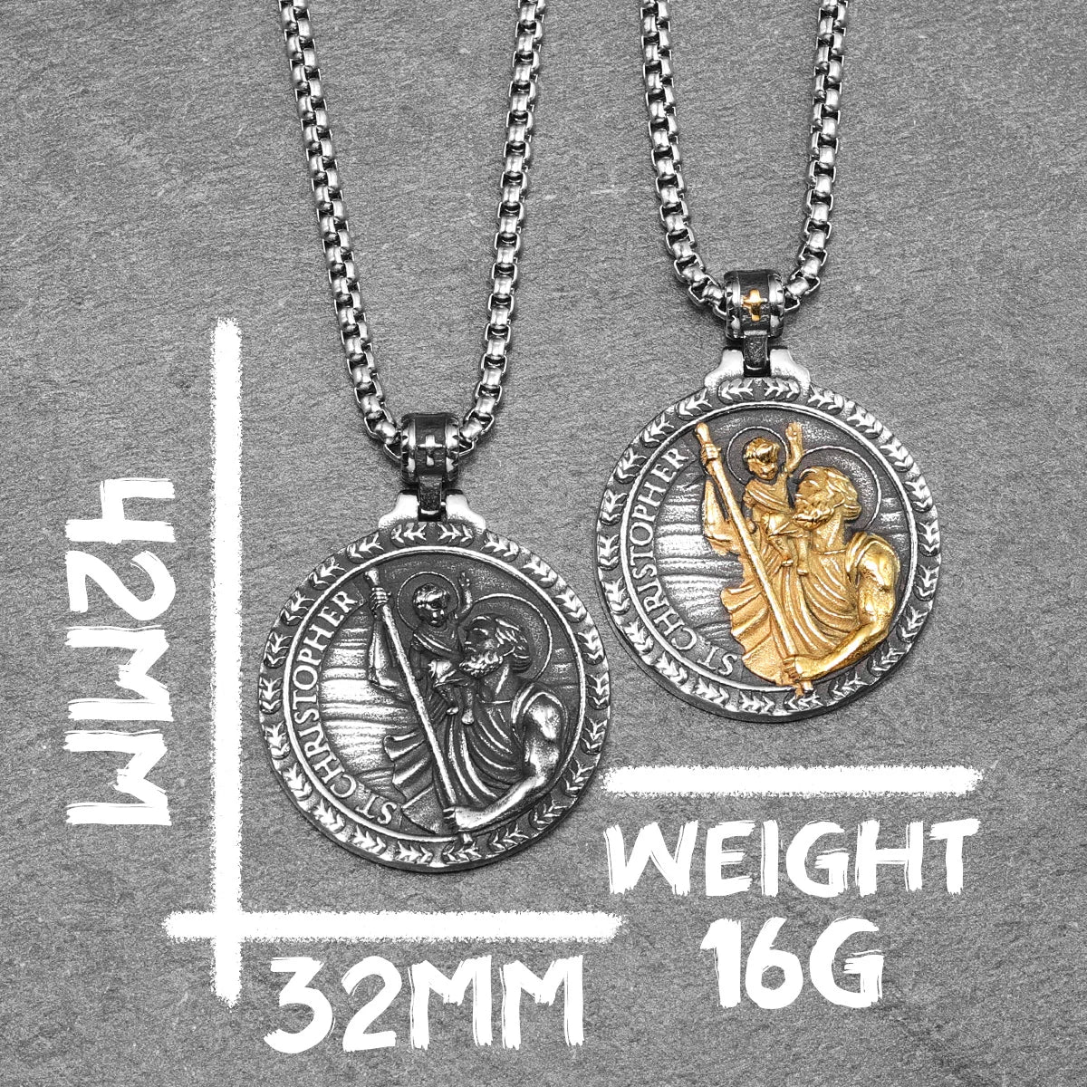 Exorcism Patron St.Christopher Amulets Stainless Steel Men Necklaces Pendant Chain Punk Women Fashion Jewelry Gifts Wholesale