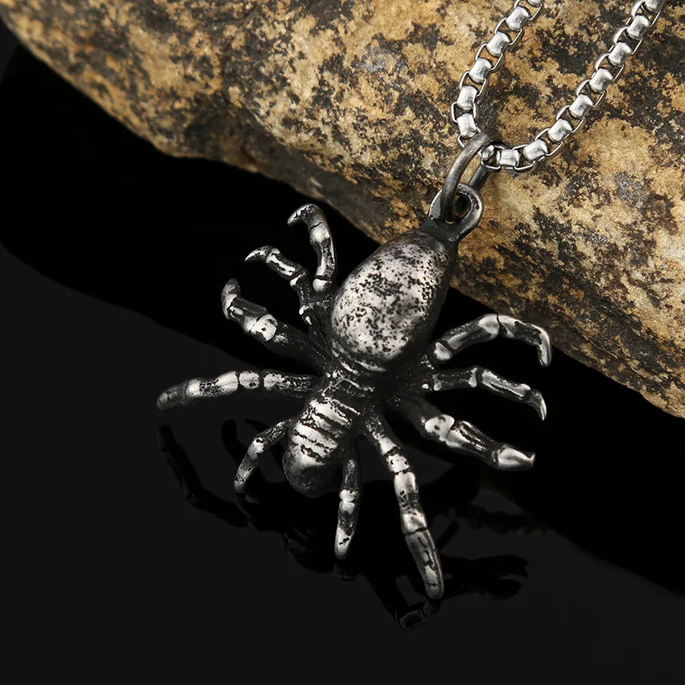 Unique Gothic Thousand Eyes Spider Pendant Stainless Steel Fashion Punk Spider Necklaces Men's Singular Animal Jewelry