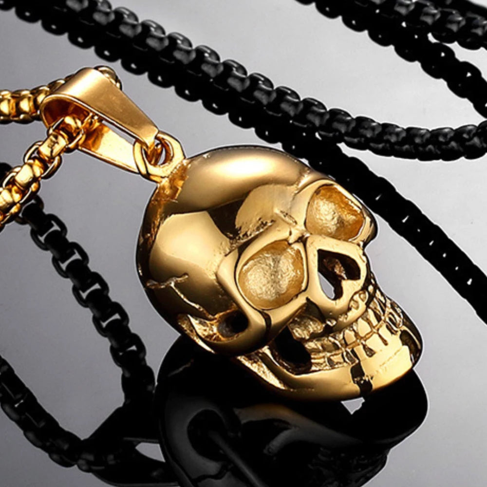 Skull Head Stainless Steel Men Necklaces Pendant Chain Vintage Punk Rock HipHop Cool Things For Women Jewelry Gifts Wholesale