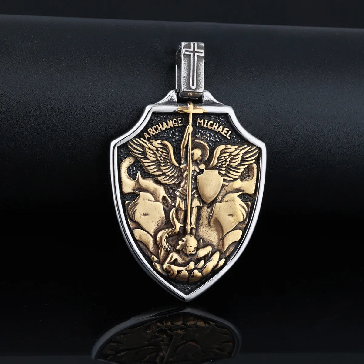 Archangel St.Michael Shield Amulet Stainless Steel Men Necklaces Pendant Chain Punk For Women Fashion Jewelry Gifts Wholesale