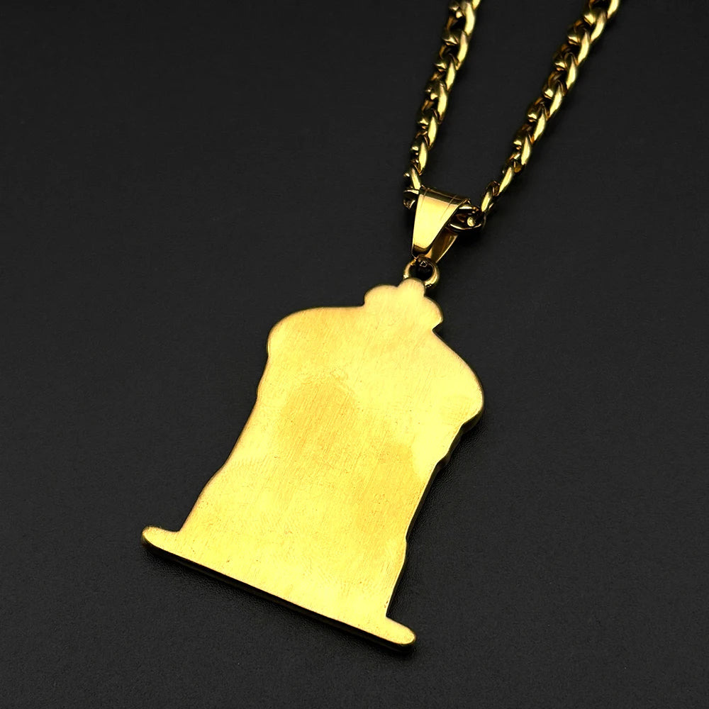 Catholic Virgin Mary Medal Rhinestones Pendant Necklace for Women Men Gold Color Stainless Steel Chain Amulet Jewelry Gift