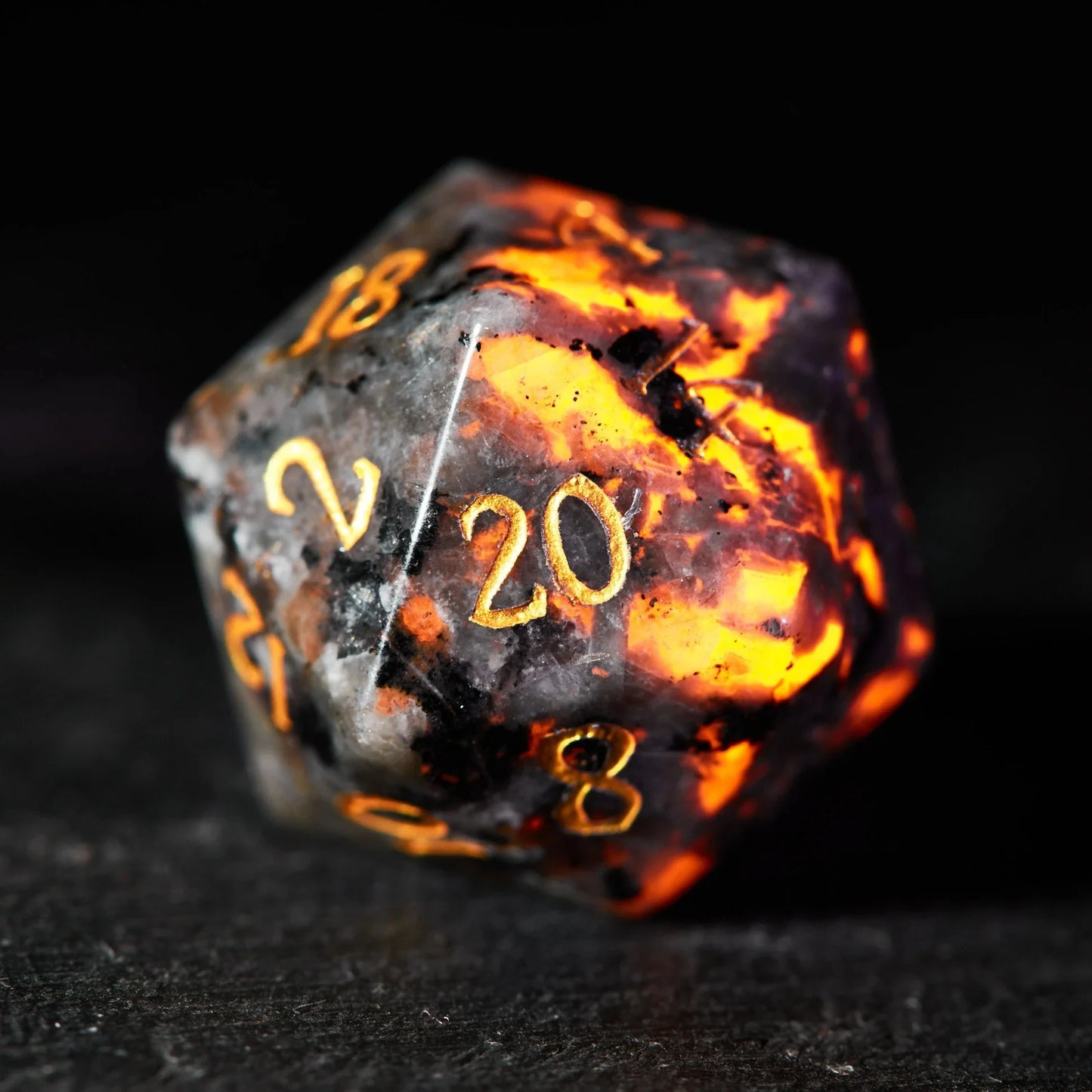 7pcs DND Flame Stone Solid Resin Volcanic Rock Dice Set Multi-sided Polyhedral Dice for D&D Game COC Role Playing RPG Table