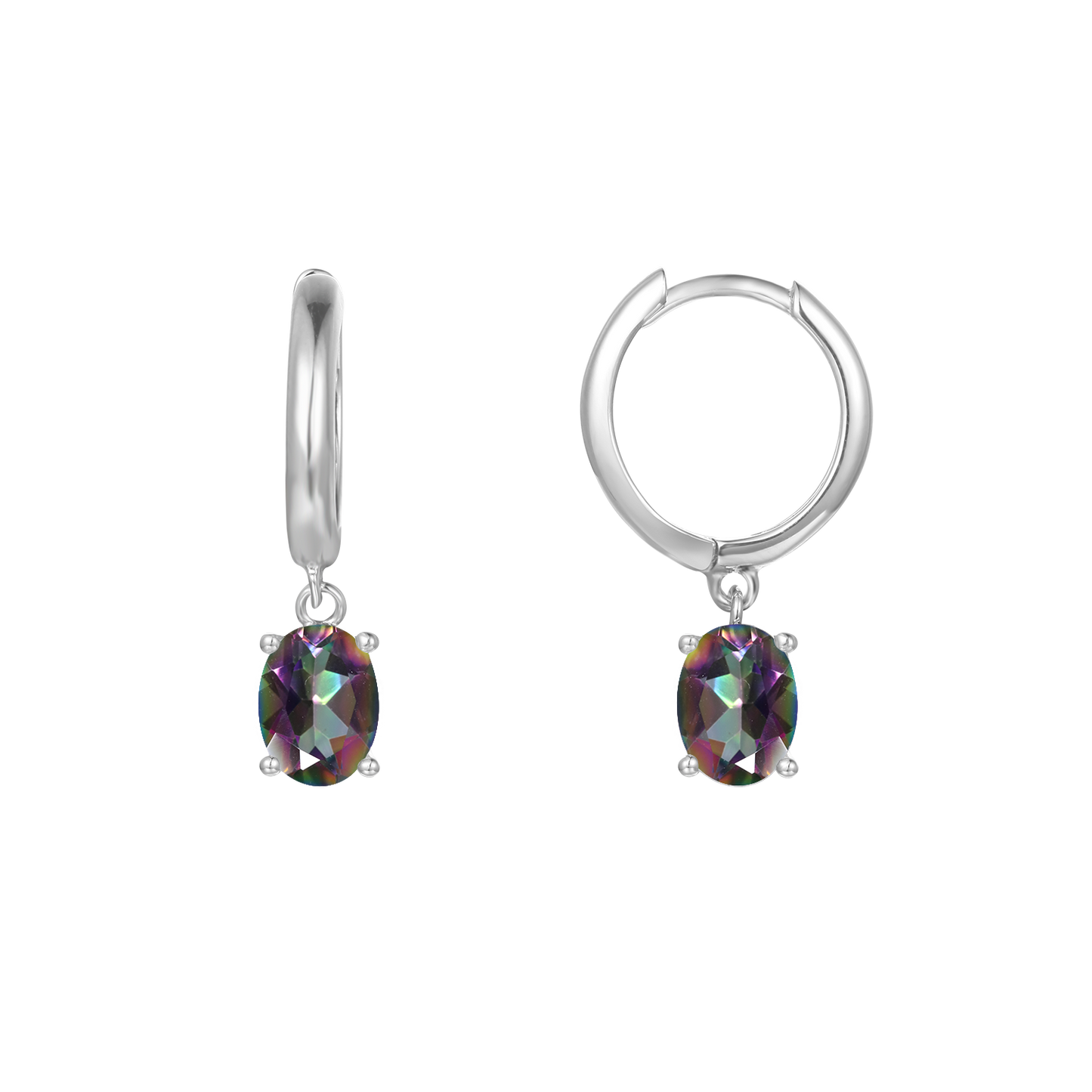 GEM&#39;S BALLET December Birthstone Jewelry 6x8mmOval Swiss Blue Topaz Gemstone Dangle Earrings in 925 Sterling Silver For Women Rainbow 925 Sterling Silver