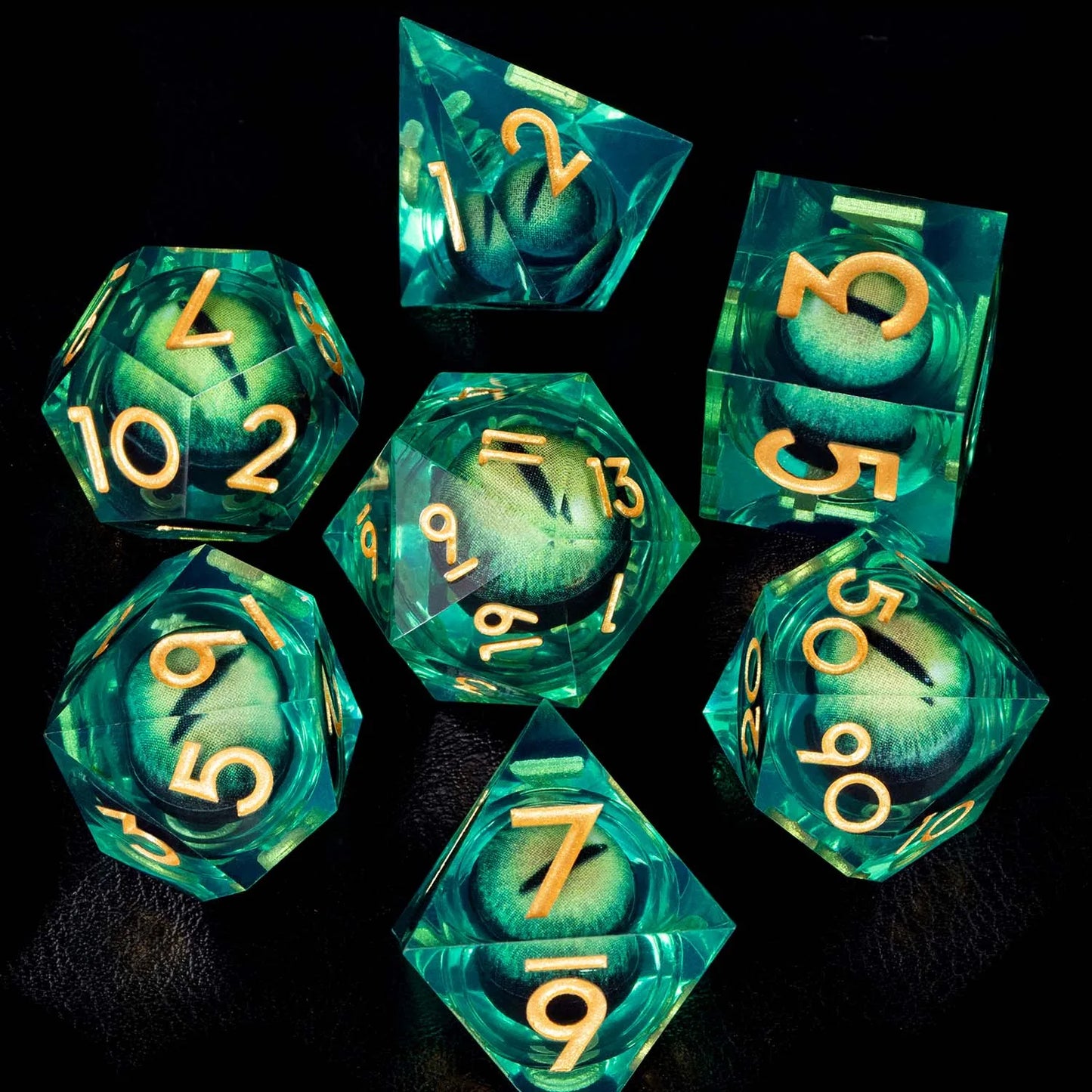 ORIFANTOU DND Flower Lord Rings & Liquid Core Sharp Edge Resin Dice Set D&D Dungeon and Dragon Eye D and D Polyhedral Dice YY-15
