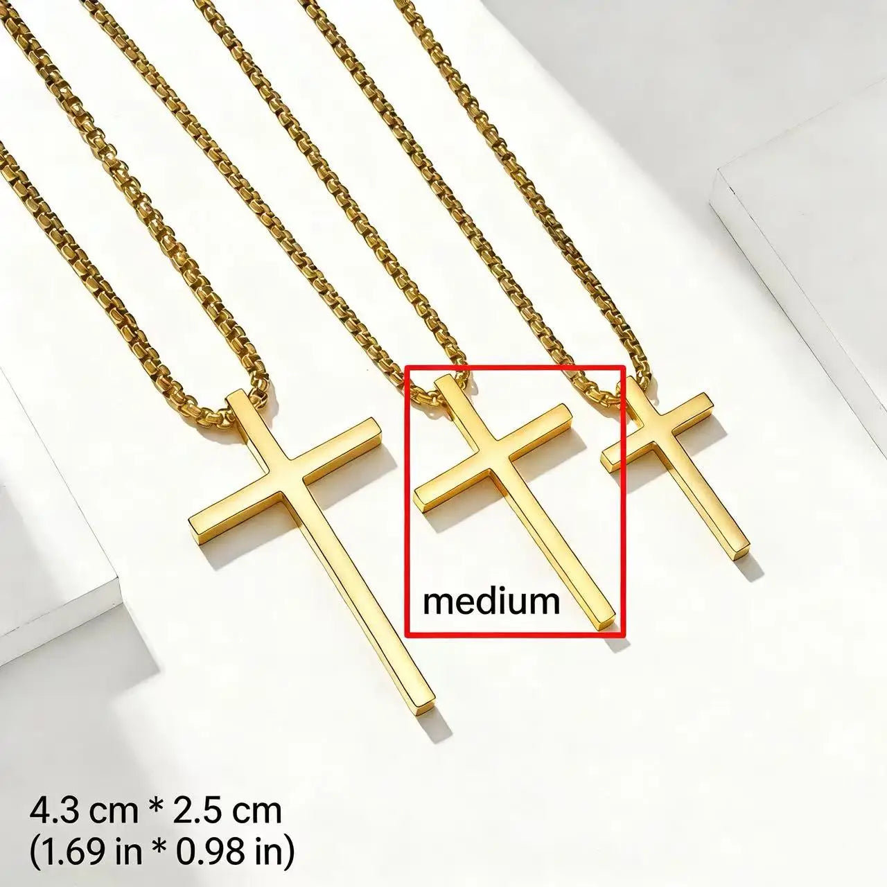 HNSP 316L Stainless Steel Cross Pendant Chain Necklace For Men Unisex Simple Style Large Medium Small Size Waterproof Jewelry