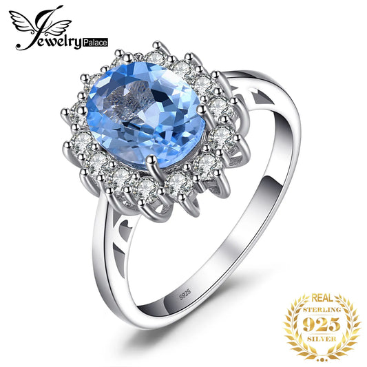 JewelryPalace Princess Diana 2.3ct Natural Blue Topaz 925 Sterling Silver Halo Engagement Ring Women Fashion Gemstone Jewelry CHINA 7