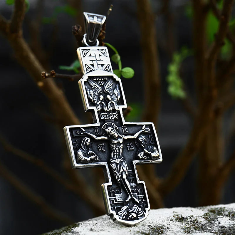 2022 NEW Men's 316L stainless-steel n Jesus Cross Amulet Pendant Necklace for teens punk biker Jewelry Gift free shipping