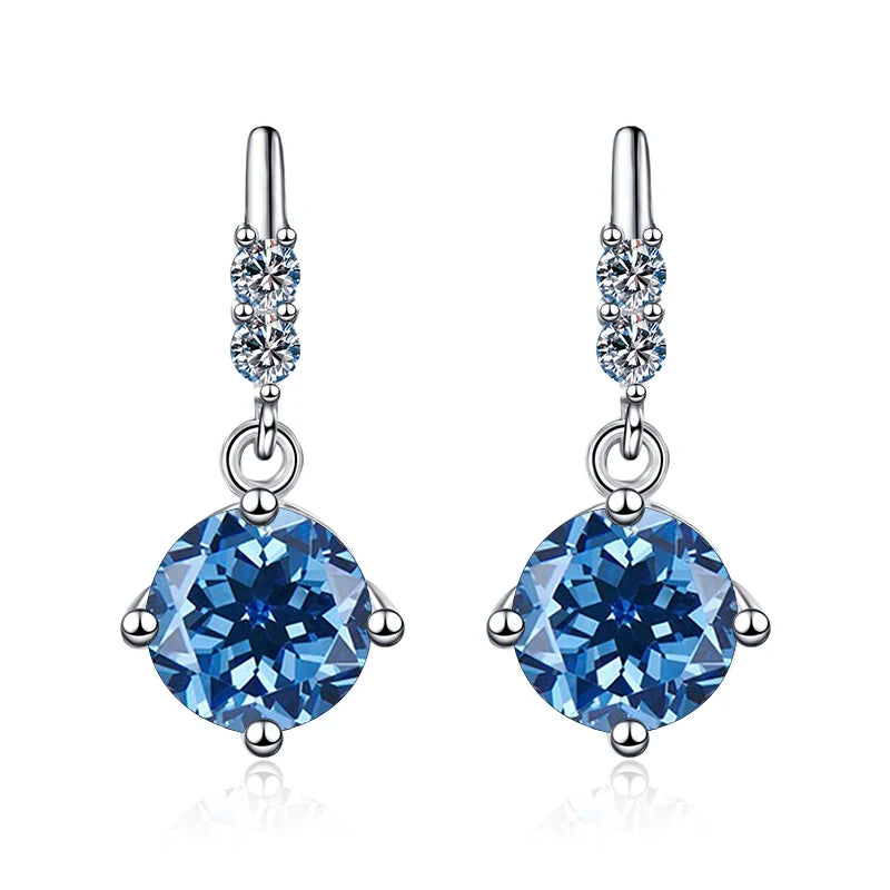 Butterflykiss 0.5/1.0CT Moissanite Drop Earrings For Women Sparkling Diamond S925 Sterling Silver With White Gold Plated Jewelry royal blue