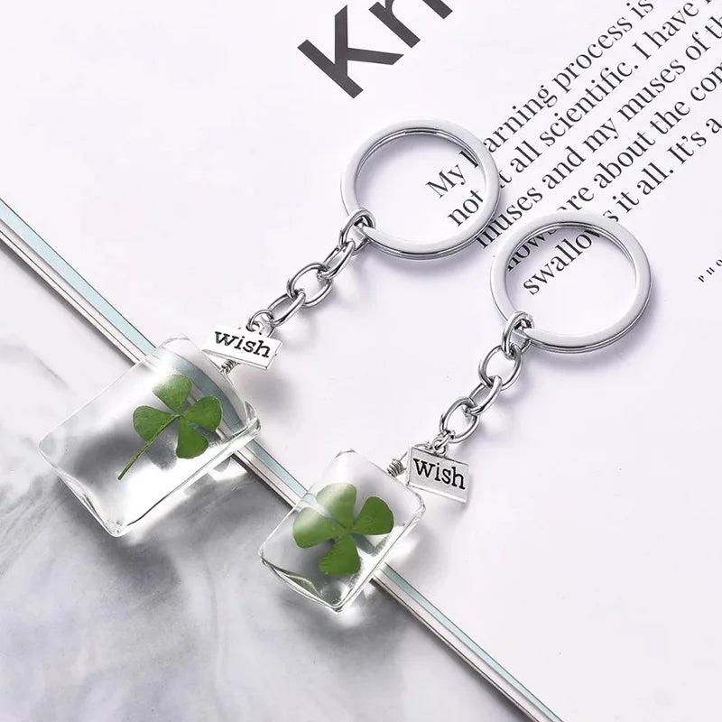 Fashion Natural Eternal Flower Keychain Dried Flower Plants Key Chains Wishing Bottle Keyrings Key Holder Women Bags Accessories