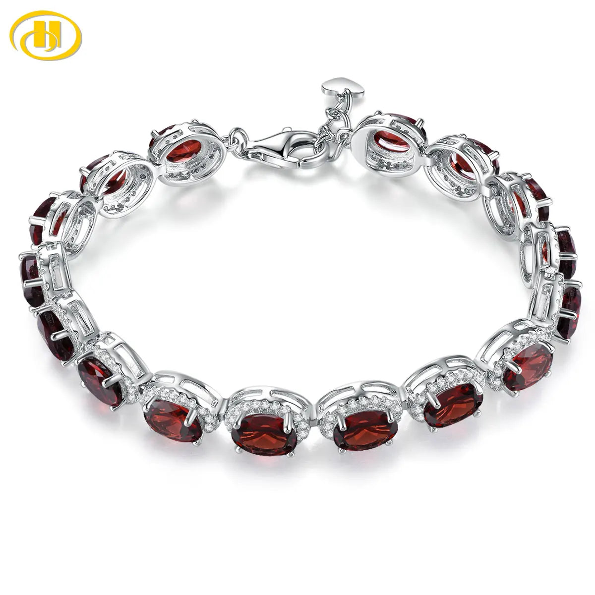 Natural Red Garnet Sterling Silver Bracelets 16 Carats Genuine Gemstone Luxury Classic Fine Jewelry S925 Women Favorite Gifts