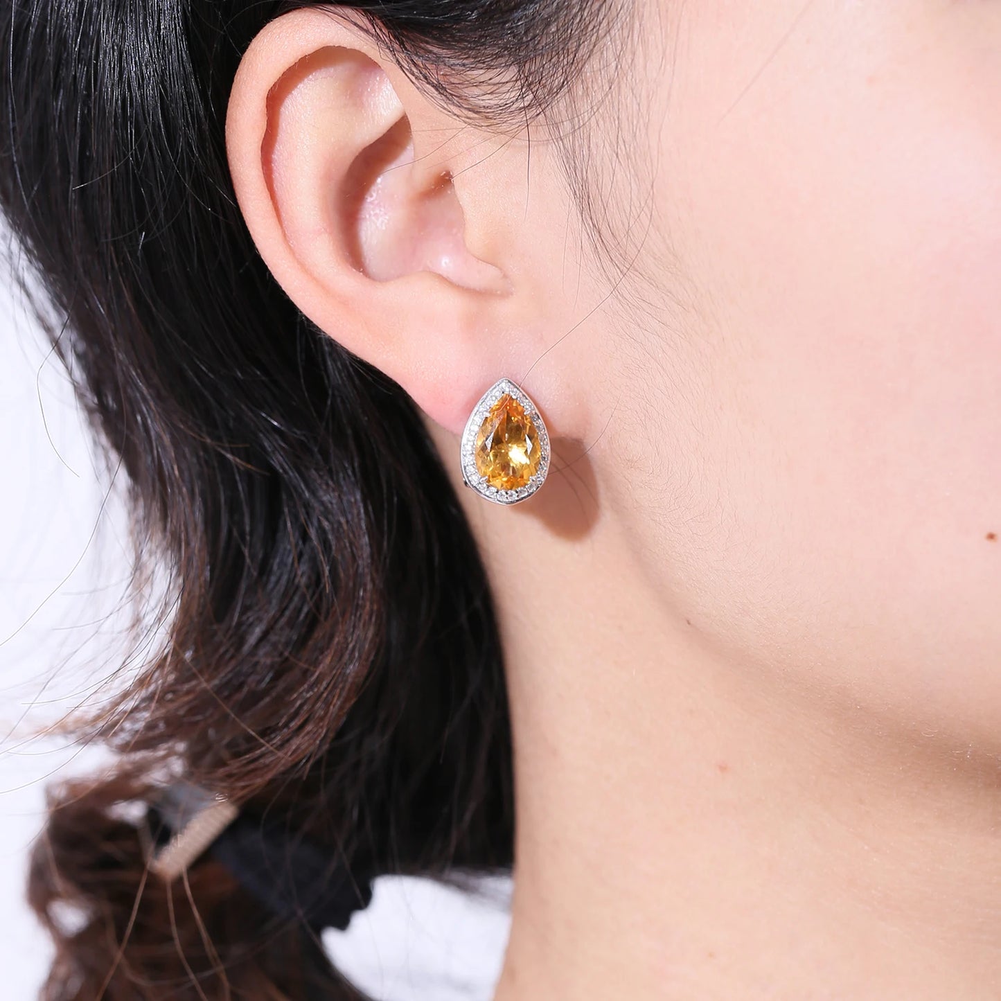 GEM'S BALLET Tiger Element Earrings Pear Shape 8x12mm Lab Blue Sapphire Stud Earrings in 925 Sterling Silver Gift For Her