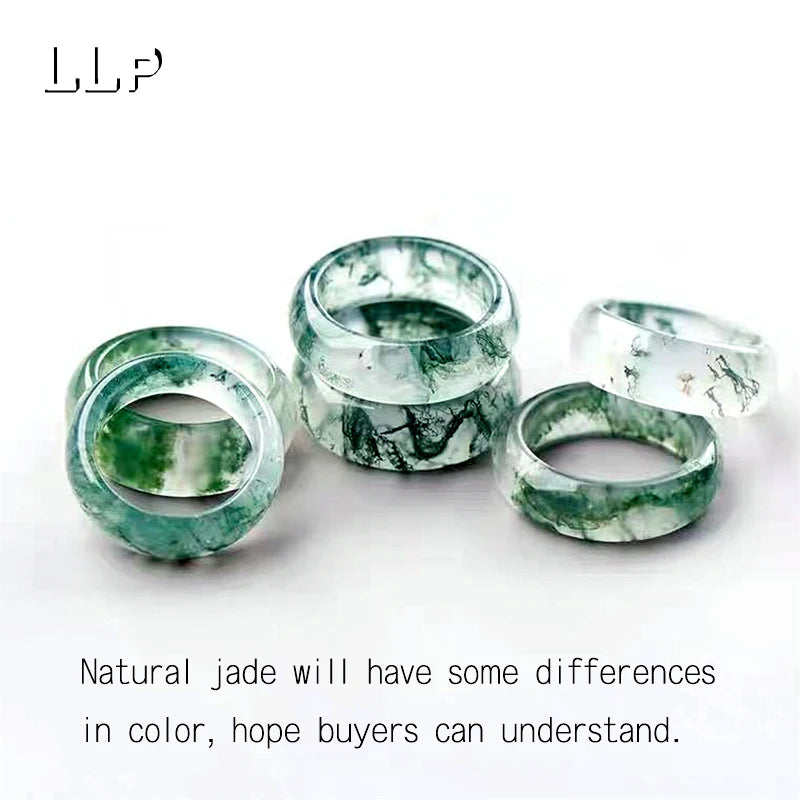 High-Quality Natural Aquatic Plant Jade Ring - Truly Jade Jewelry With Exquisite Aquatic Plant Patterns