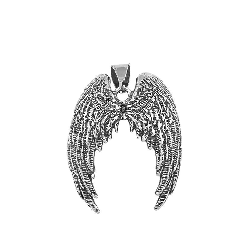 Fashion Charm Angel Wings Pendant Stainless Steel Couples Gift Creative Wing Necklace Popular Nightclub Party Jewelry