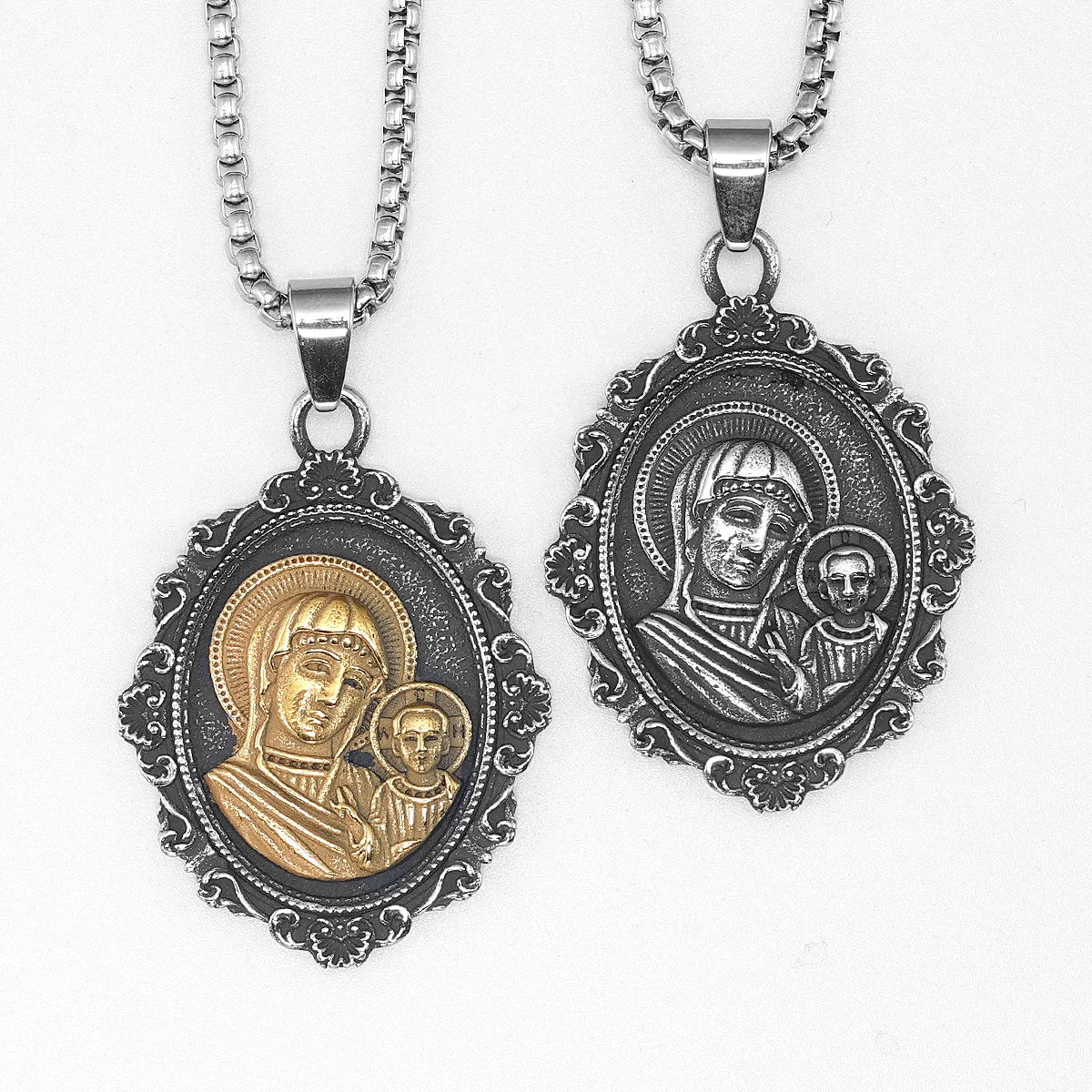 Virgin Mary Powerful Amulets Stainless Steel Men Necklaces Pendant Chain Punk Trendy For Women Fashion Jewelry Gifts Wholesale
