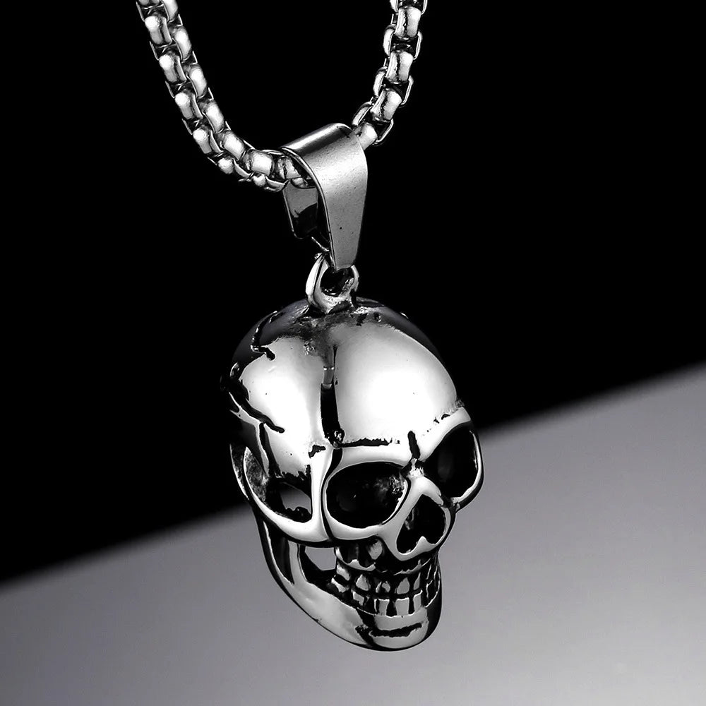 Skull Head Stainless Steel Men Necklaces Pendant Chain Vintage Punk Rock HipHop Cool Things For Women Jewelry Gifts Wholesale